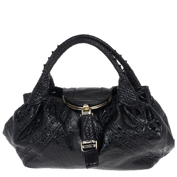 Fendi Black Patent Leather Crispe Spy Bag 