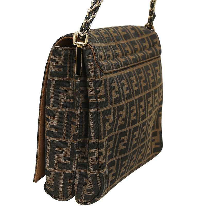 

Fendi Tobacco Zucca Canvas  Claudia Flap Bag, Brown