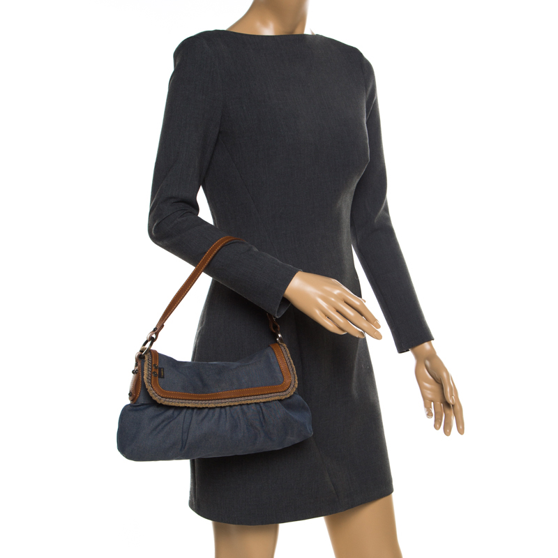 

Fendi Blue Denim Chef Shoulder Bag