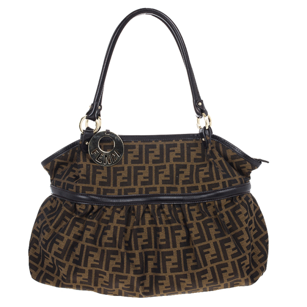 Pre Owned Fendi Tobacco Zucca Giant Chef Tote
