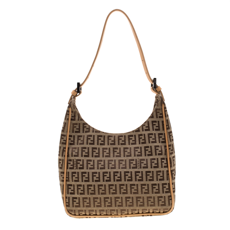 Pre Owned Fendi Brown Zucchino Canvas Hobo