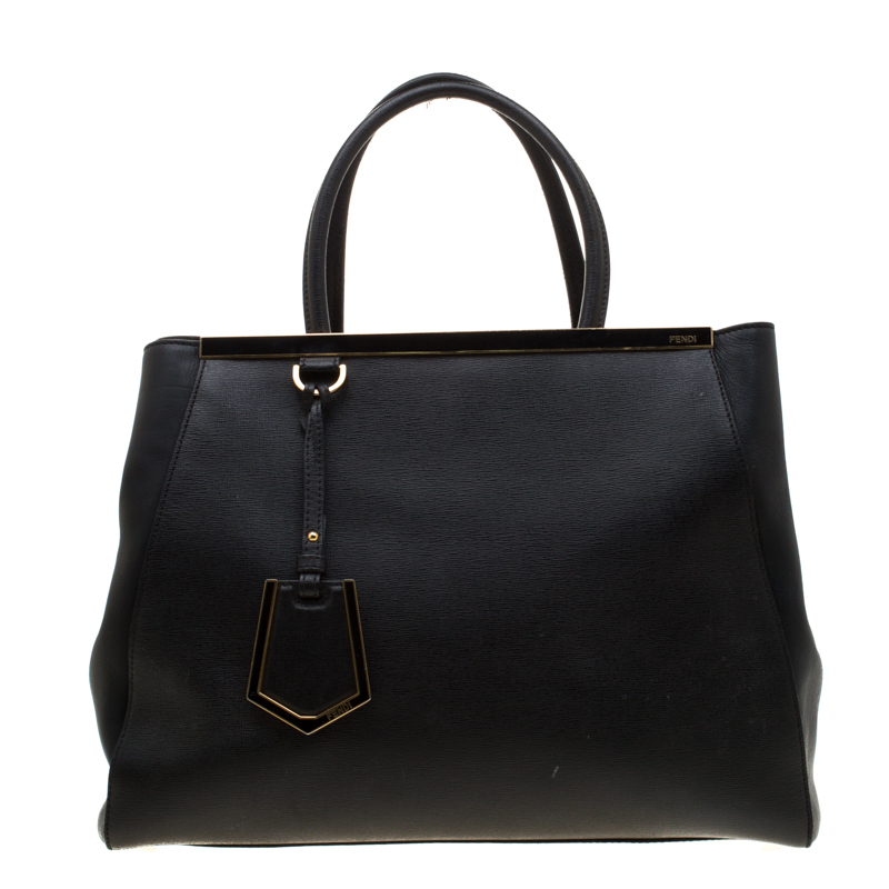 Pre Owned Fendi Black Leather Medium 2jours Tote