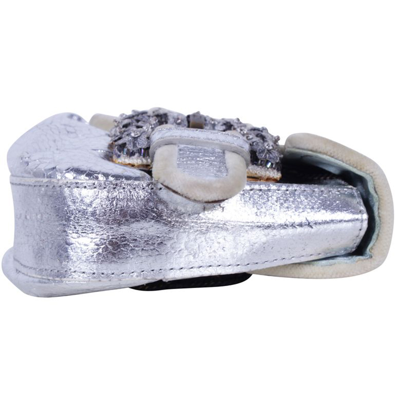 

Fendi Metallic Print Mini Clutch Bag, Silver