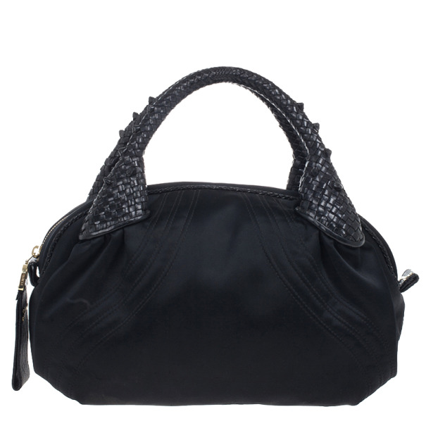 Pre Owned Fendi Black Satin Baby Spy Bag