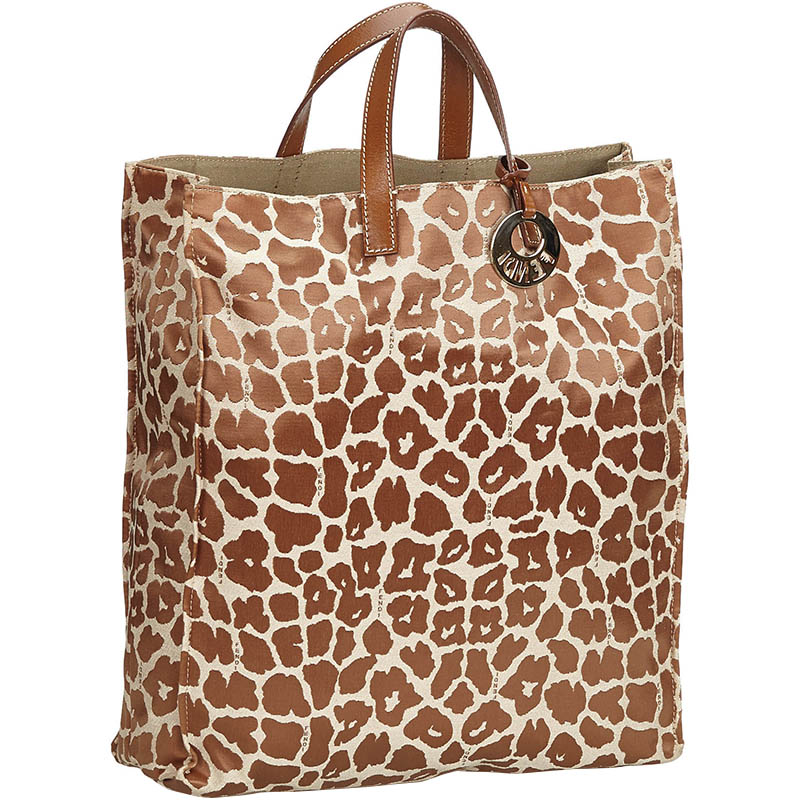 

Fendi Brown/Beige Leopard Print Jacquard Canvas Tote Bag