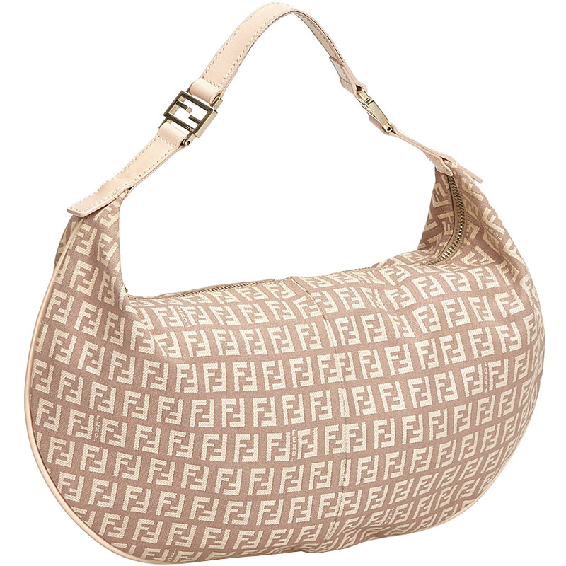 

Fendi Pink Zucchino Canvas Hobo Bag