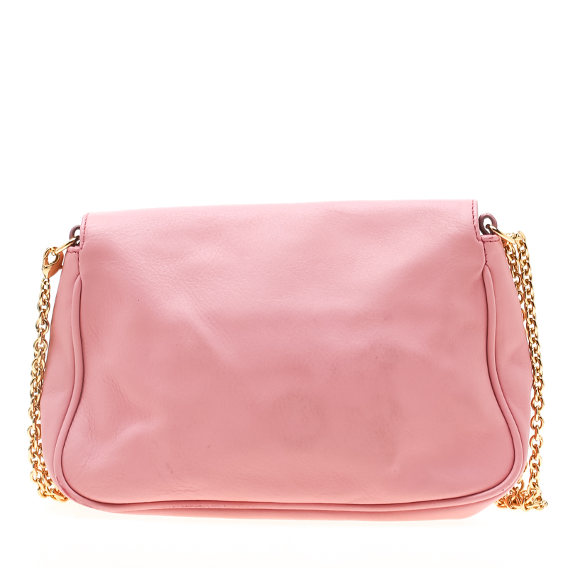 Fendi Pink Leather Small sta Pochette Crossbody Bag ref.480111