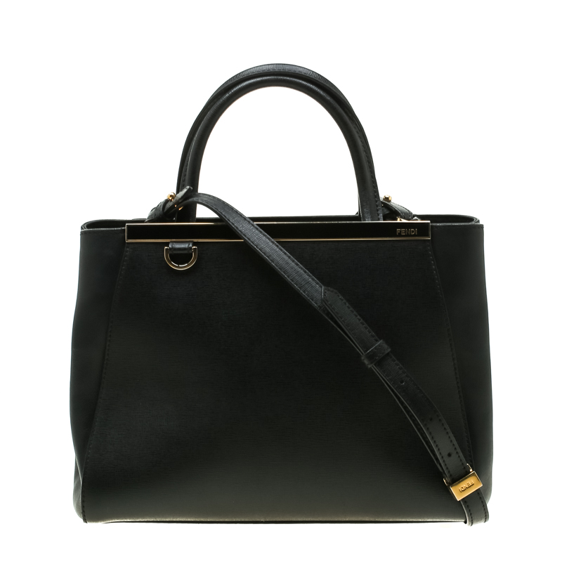 Pre Owned Fendi Black Leather Petite 2Jours Tote