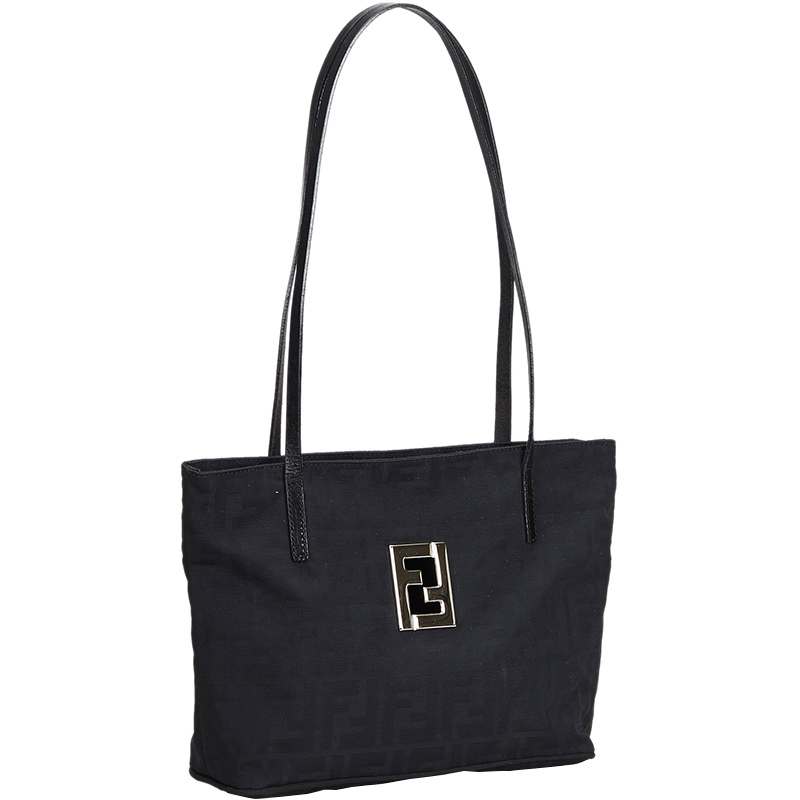 

Fendi Black Zucca Canvas Tote Bag