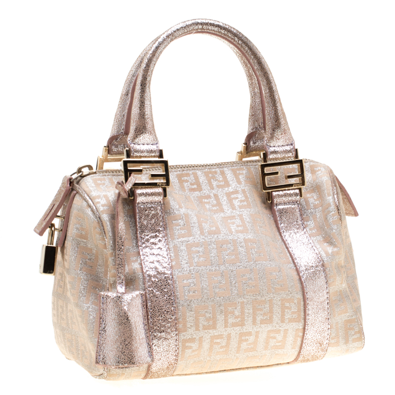 Fendi Studded Zucchino Leather Small Boston Bag (SHF-dAOoUF) – LuxeDH