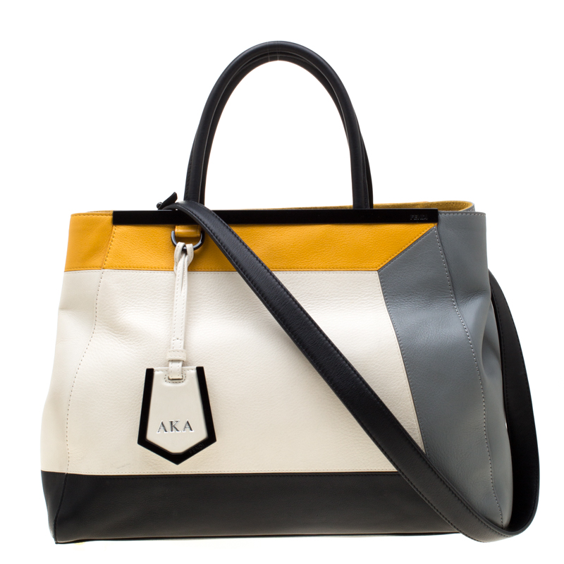 Pre Owned Fendi Multicolor Leather Medium Colorblock 2Jours Tote