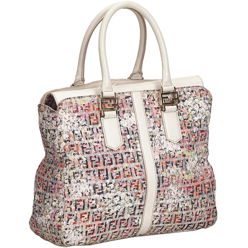 

Fendi Pink/White Floral Printed Zucchino Canvas Top Handle Satchel Bag