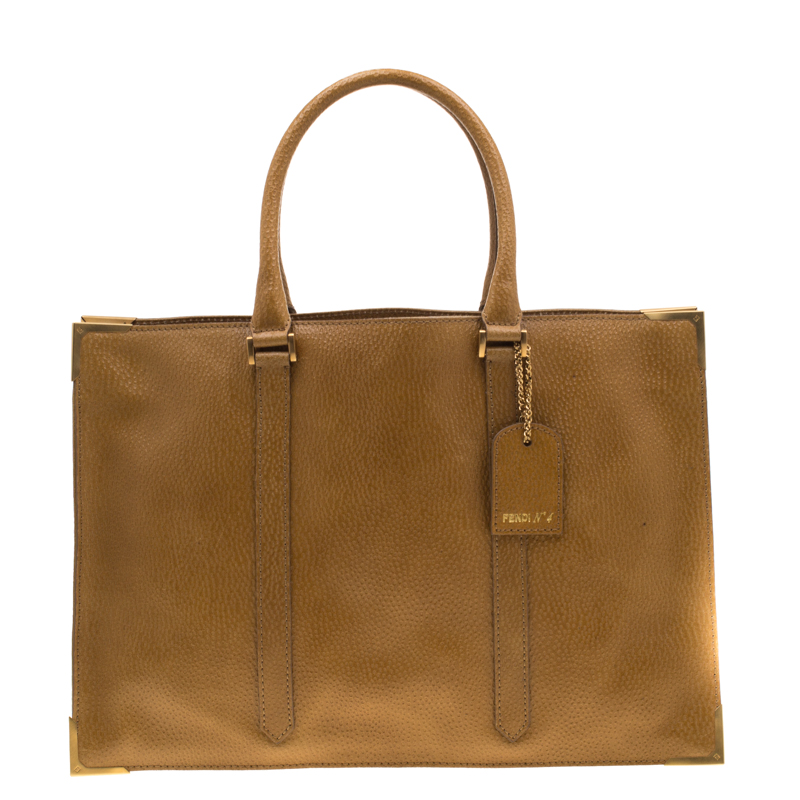Pre Owned Fendi Mustard Dimpled Leather Classico 4 Tote