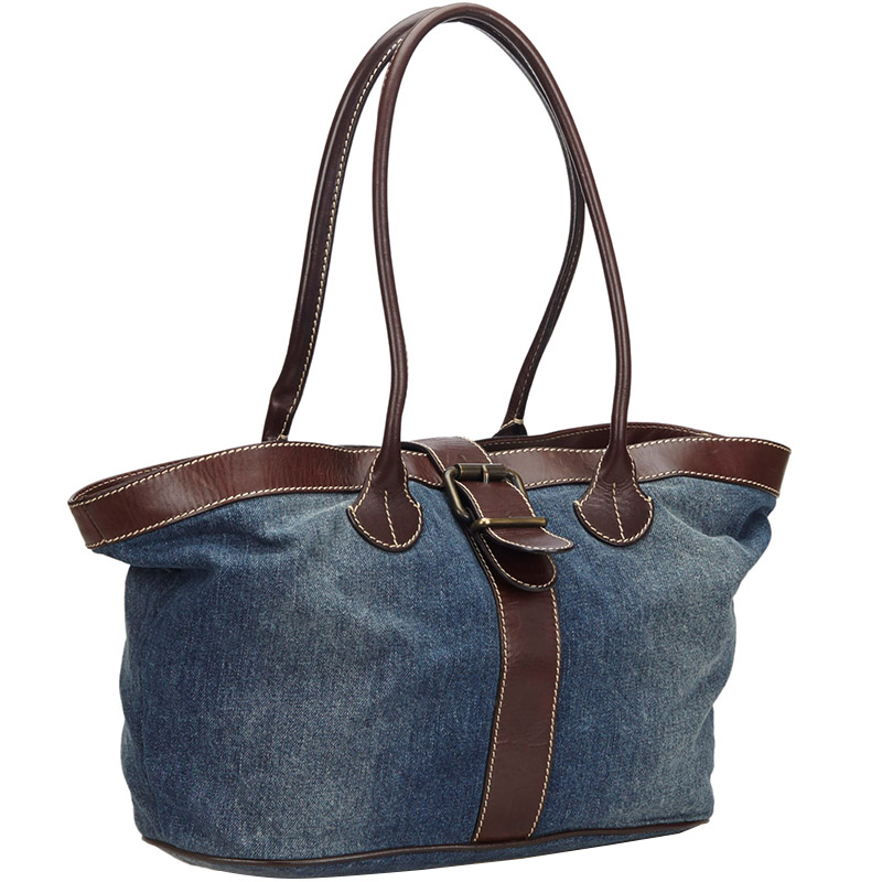 

Fendi Blue/Brown Denim and Leather Tote
