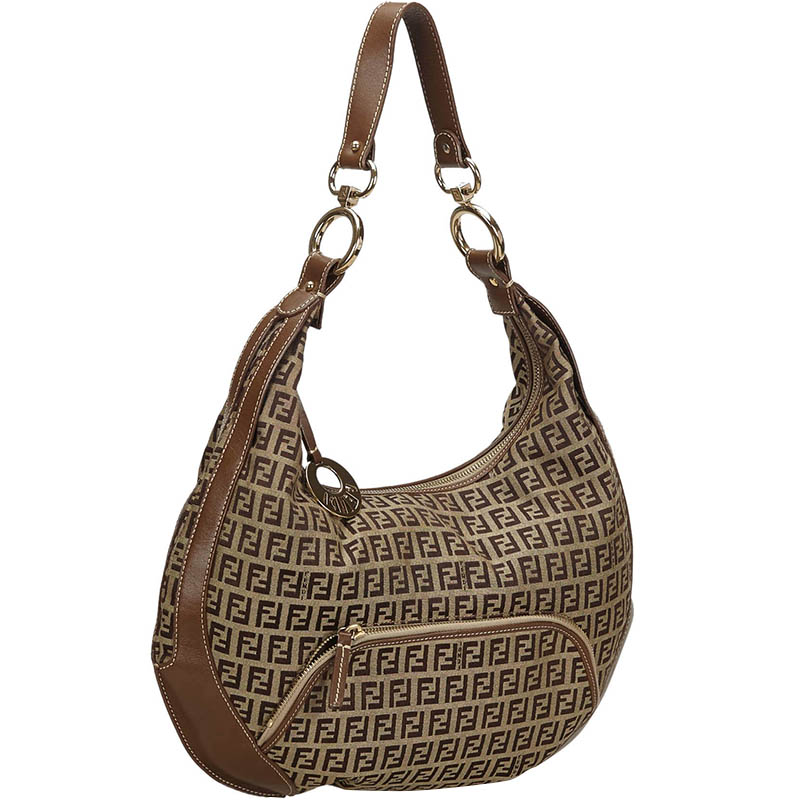 

Fendi Beige/Brown Zucchino Canvas and Leather Chef Hobo Bag