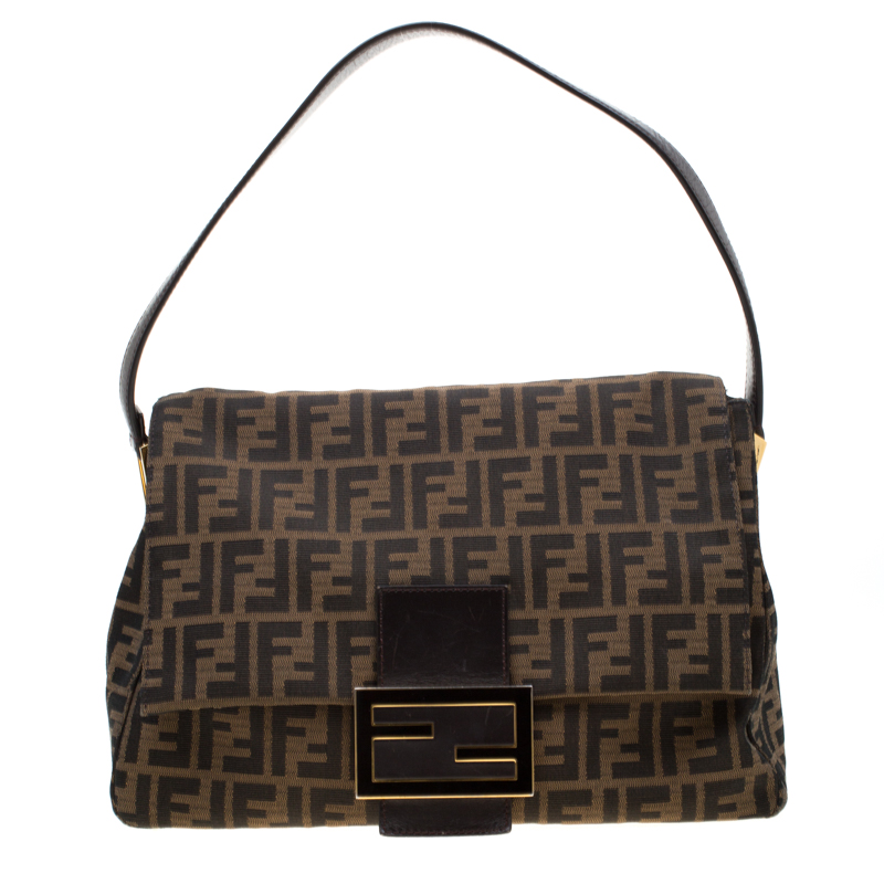 Fendi Tobacco Zucca Canvas and Leather Big Mama Forever Shoulder Bag