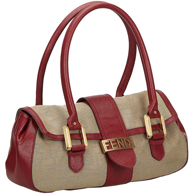 

Fendi Bicolor Zucca Canvas Handbag, Beige