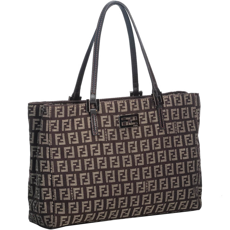 

Fendi Dark Brown Zucchino Canvas Tote Bag