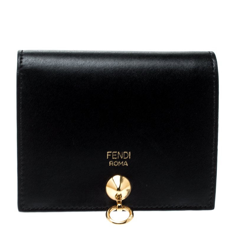 Pre Owned Fendi Black Leather Bifold Wallet