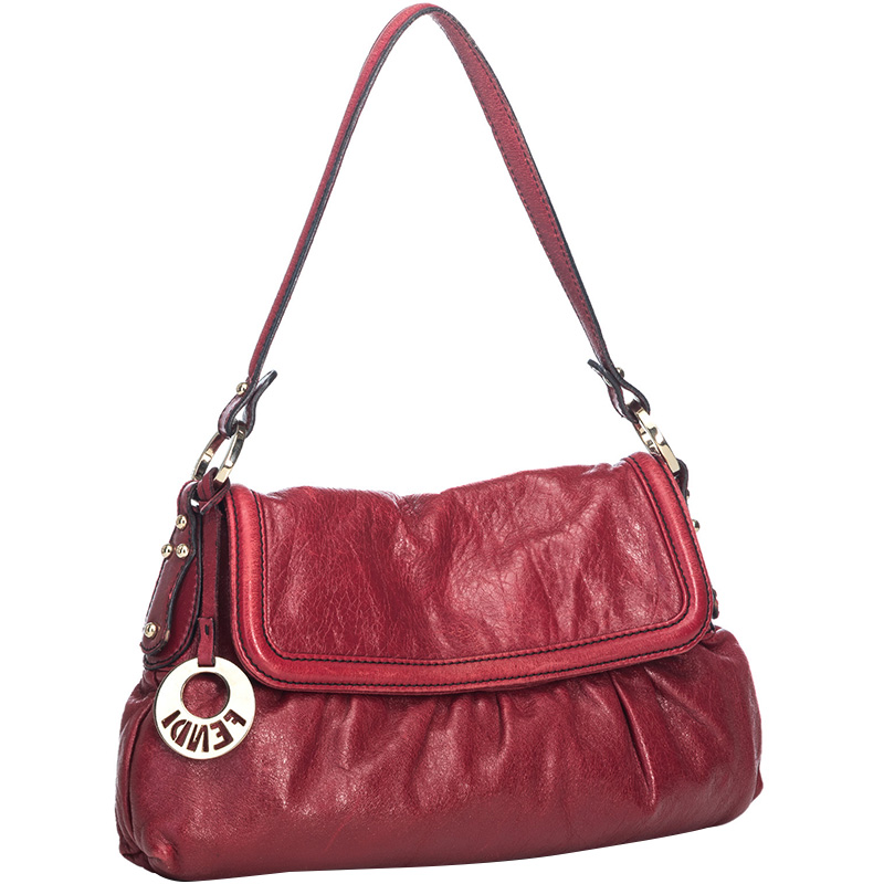 

Fendi Maroon Leather Chef Shoulder Bag, Red
