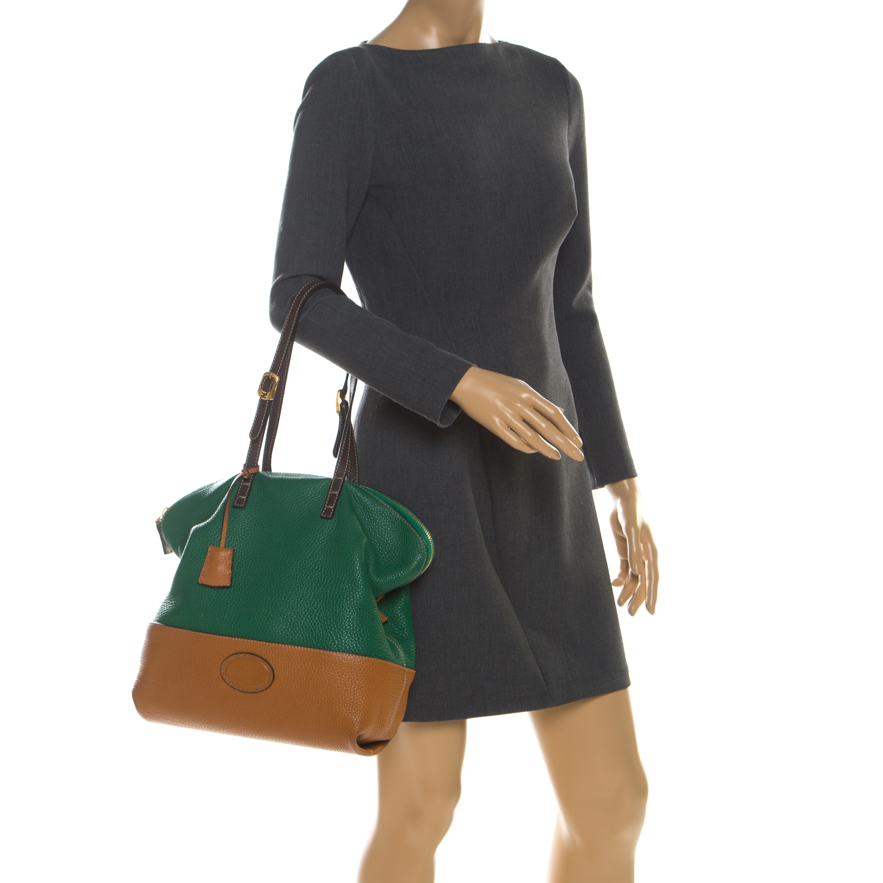 

Fendi Colorblock Leather 2Bag Tote, Multicolor