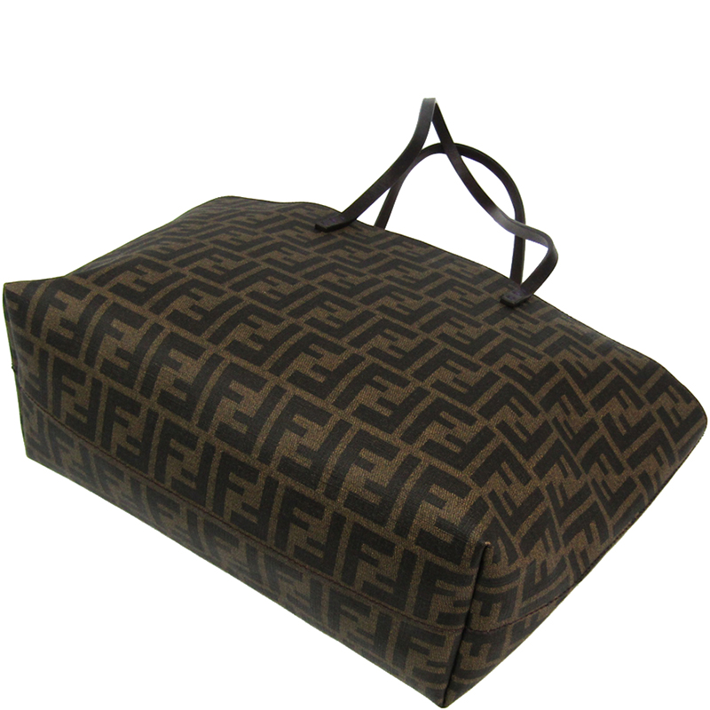 

Fendi Tobacco Zucca Coated Canvas Small Roll Shopping Tote, Brown