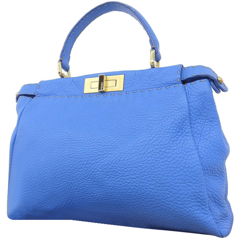 

Fendi Blue Leather Small Peekaboo Shoulder Bag