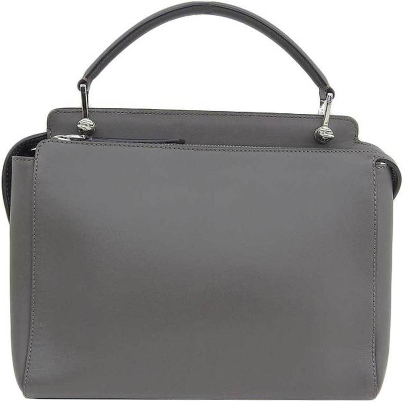 

Fendi Grey Leather Whipstitched Dotcom Satchel Bag