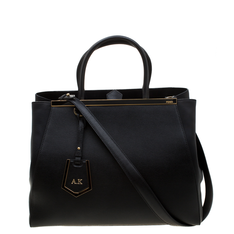 Pre Owned Fendi Black Leather Medium 2jours Tote