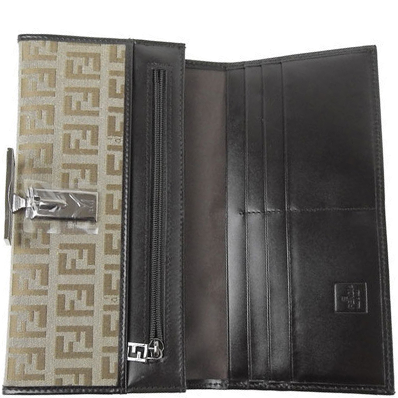 

Fendi Beige Zucchino Canvas Long Wallet