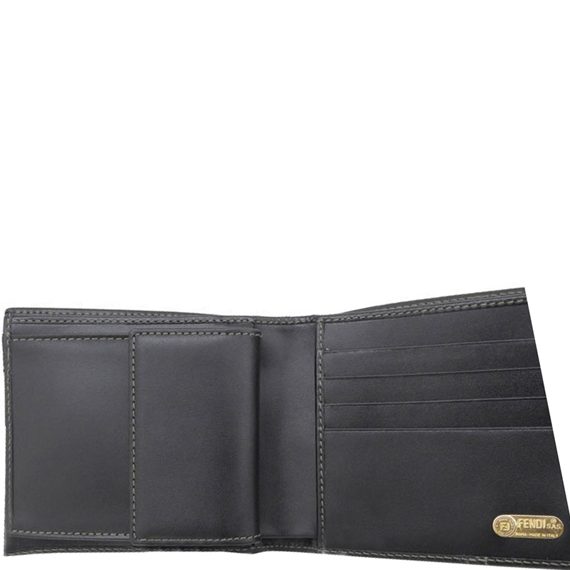 

Fendi Two Tone Pequin Striped Coated Canvas Bifold Wallet, Black