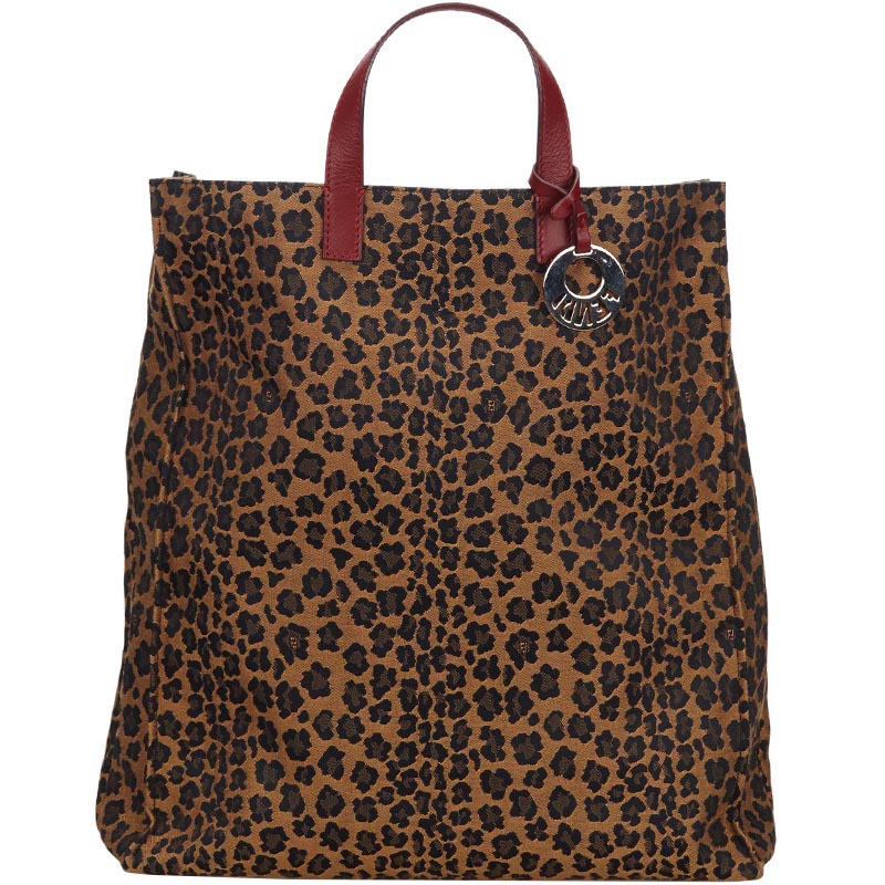 Fendi Leopard Print Canvas Tote Bag