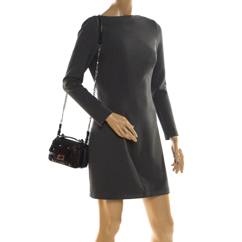 

Fendi Blue/Black Leather Double Micro Baguette Bag