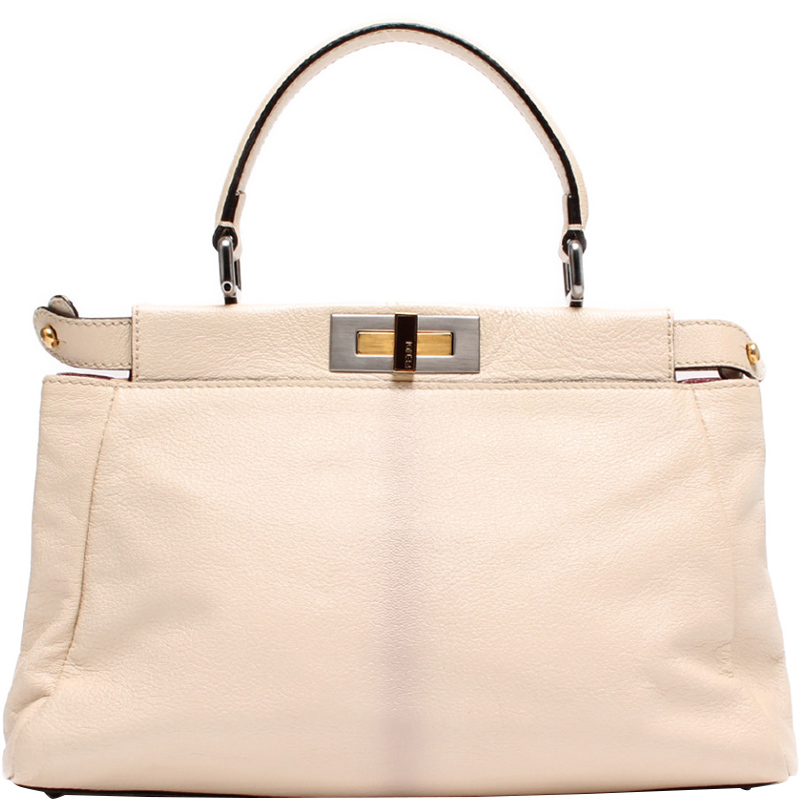 Fendi Beige Patent Leather Kaboo Bag
