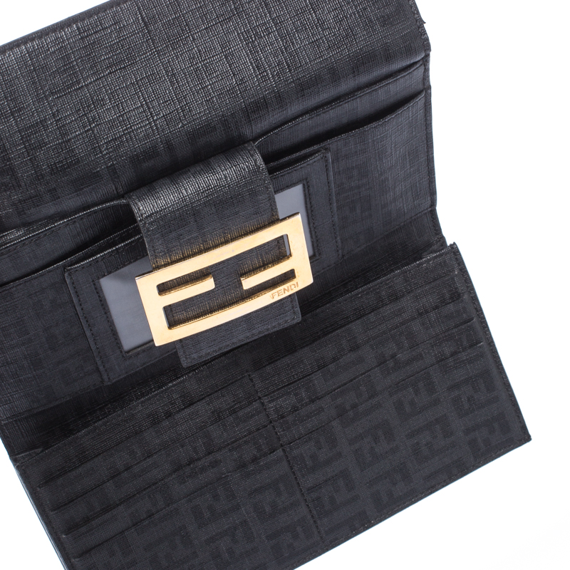 

Fendi Black Zucchino Coated Canvas Forever Continental Wallet