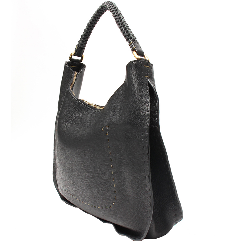 

Fendi Black Leather Selleria Shoulder Bag