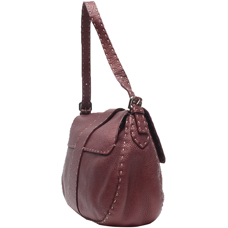 

Fendi Burgundy Leather Selleria Shoulder Bag