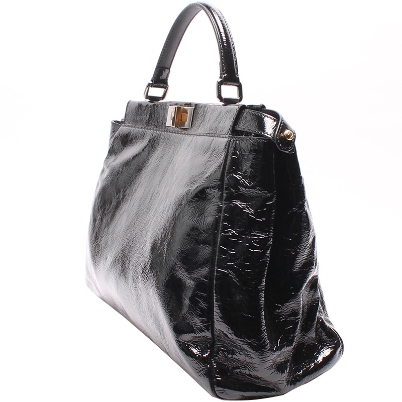 

Fendi Black Leather Peekaboo Top Handle Bag