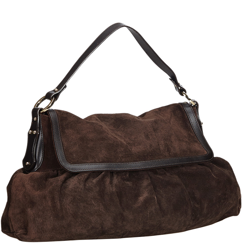 

Fendi Dark Brown Suede Chef Shoulder Bag