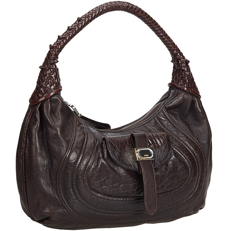 

Fendi Dark Brown Leather Spy Hobo Bag