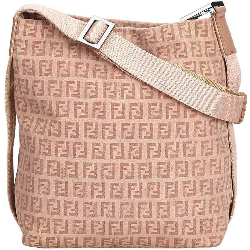 Fendi Pink Zucchino Canvas Crossbody Bag
