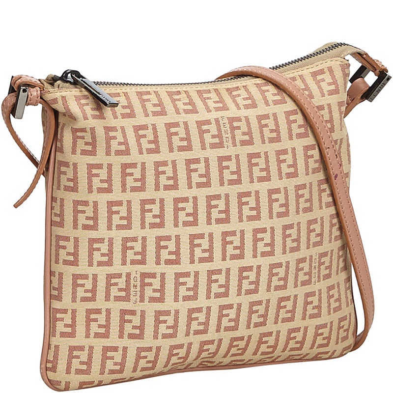

Fendi Light Pink Zucchino Canvas Crossbody Bag