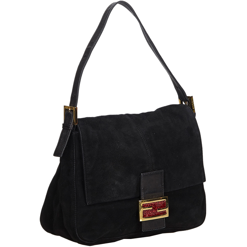 

Fendi Black Suede Mamma Baguette Bag