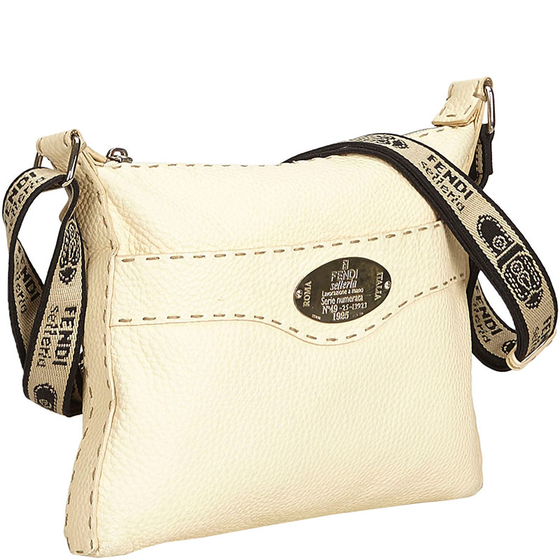 

Fendi White Leather Selleria Crossbody Bag