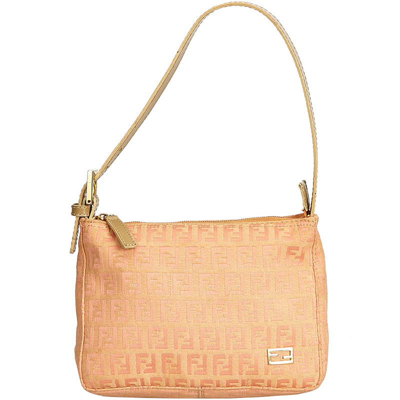 Buy Fendi Light Pink Canvas Zucchino Shoulder Bag 214332 at best price ...