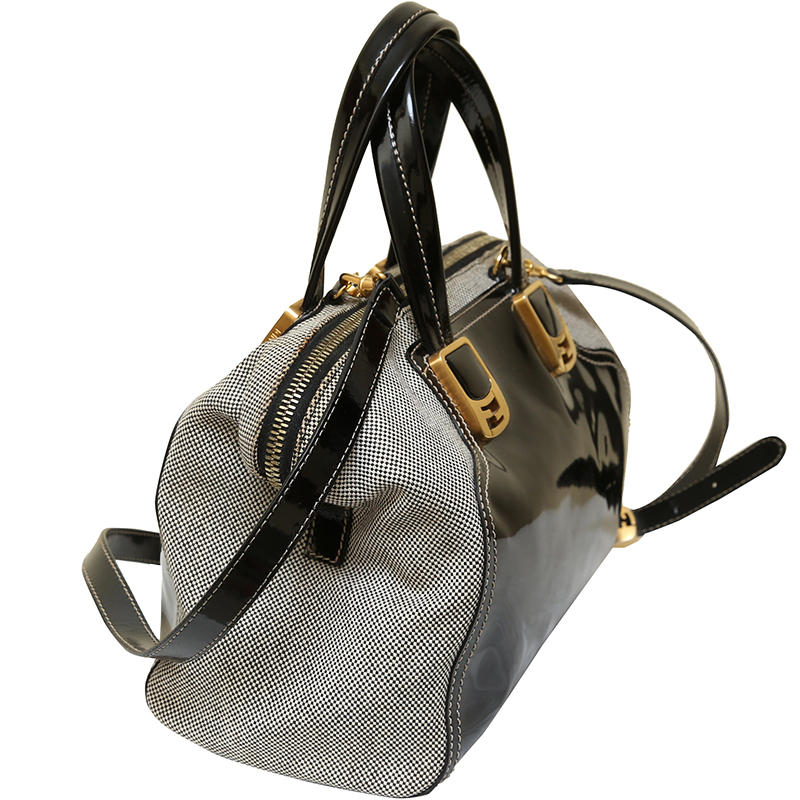 

Fendi Black Patent Leather and Canvas Small Chameleon Bag