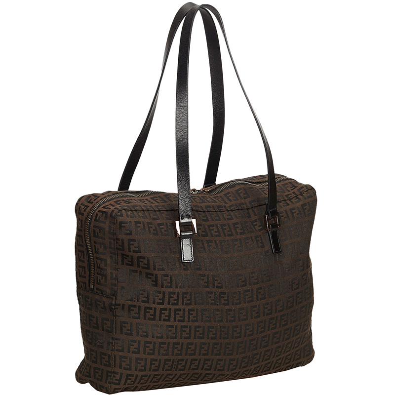 

Fendi Brown Zucchino Jacquard Shoulder Bag