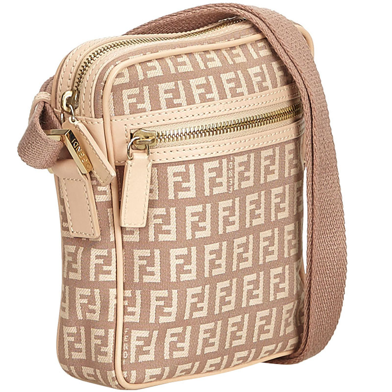 

Fendi Light Pink Canvas Zucchino Jacquard Crossbody Bag