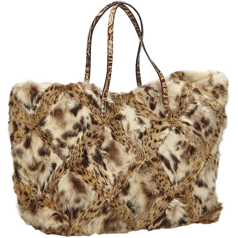

Fendi Brown Fur Tote Bag, Multicolor