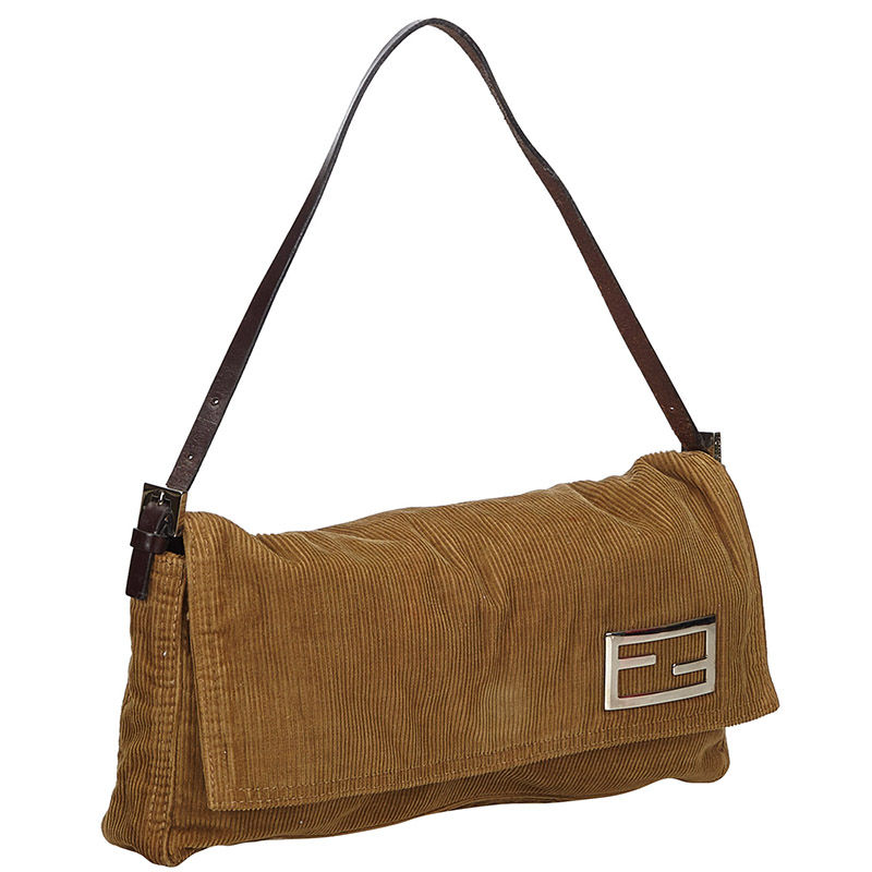 

Fendi Brown Corduroy Mamma Baguette Bag